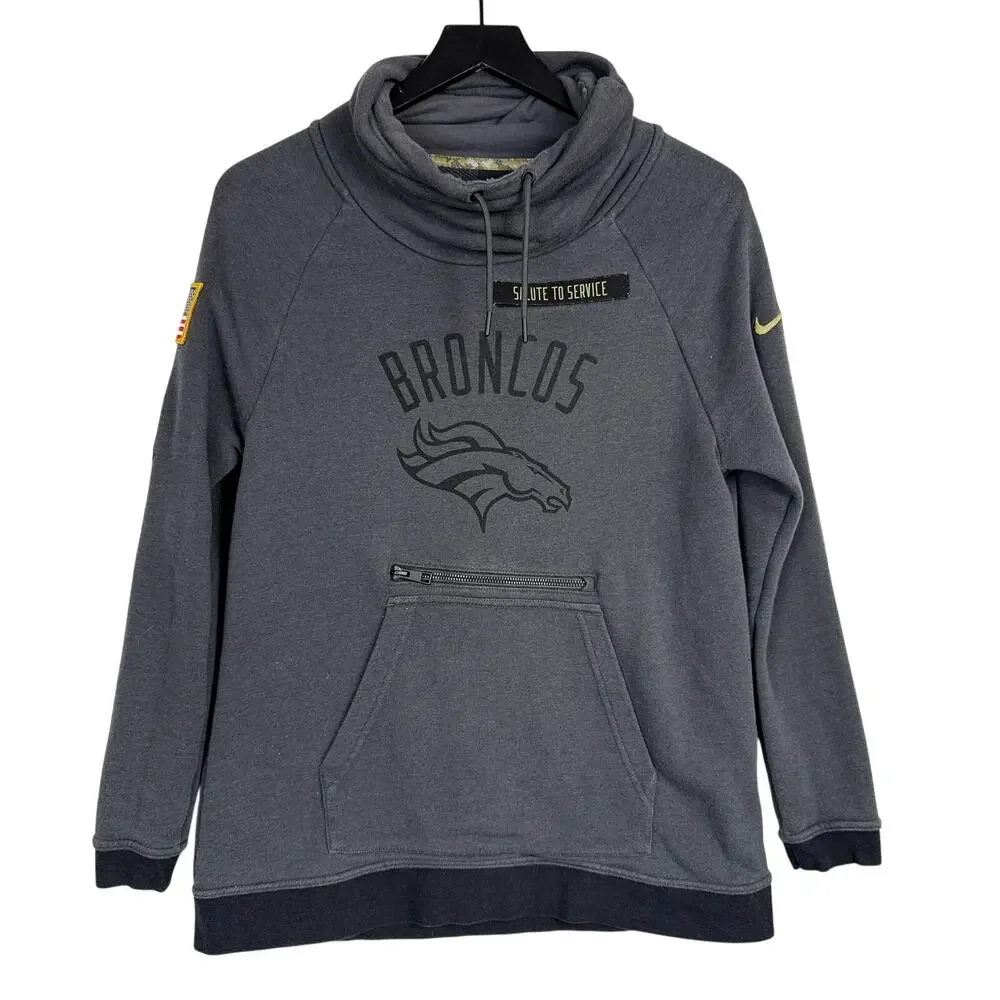Nike Denver Broncos Salute to Service Funnel Neck Sweatshirt Gray - S